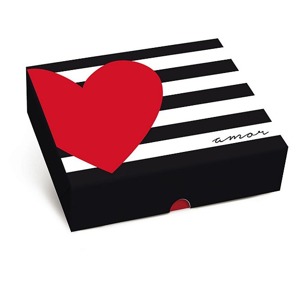Caixa Retangular Tampa Fundo New Amo Você P 17x13,5x4,5cm - 10 Un