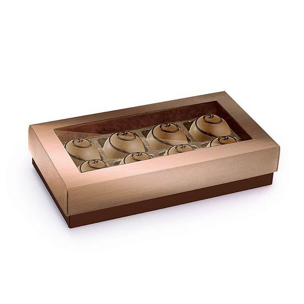 Caixa Para 8 Bombons Garbo Rose Gold Fosco 17,5x9,7x3,5cm - 10 Un