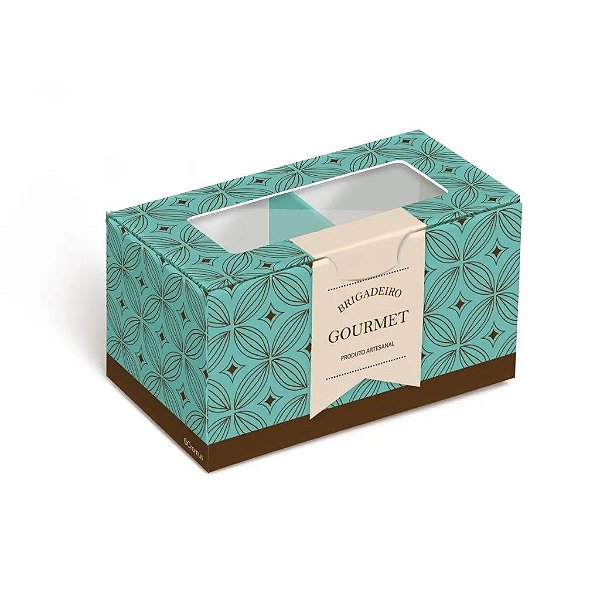 Caixa Para 2 Brigadeiros Gourmet Turquesa 8,5x5x4,5cm - 100 Un