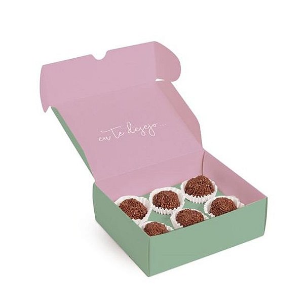 Caixa Para 8 Brigadeiros Prá Você Turquesa 17x10,6x4,5cm - 100 Un