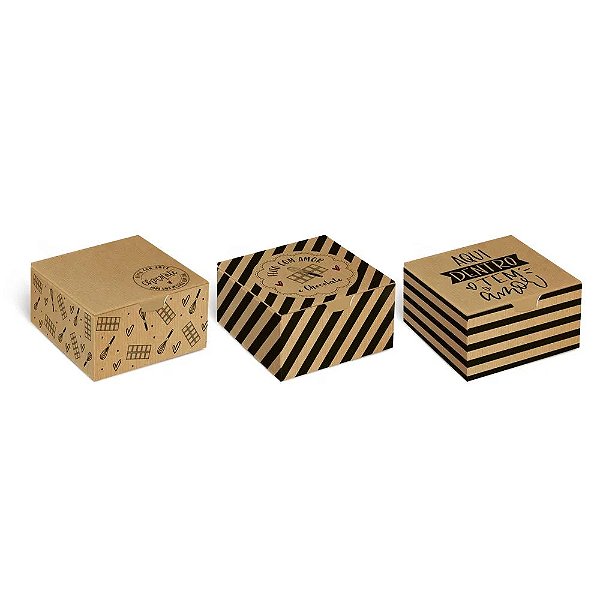 Caixa Diver Para 4 Brigadeiros Feito com Amor 8,5x8,5x3,5 - 100 Un