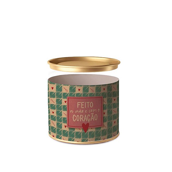 Lata Para Doces Rígida Feito com Amor Sweet Composê 10x7cm - 12 Un