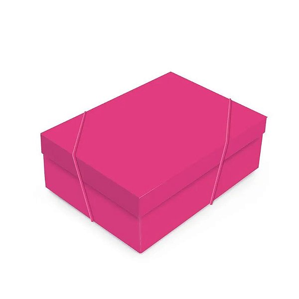 Caixa Retangular com Tampa Pink Core P 24x18x8cm - 10 Un