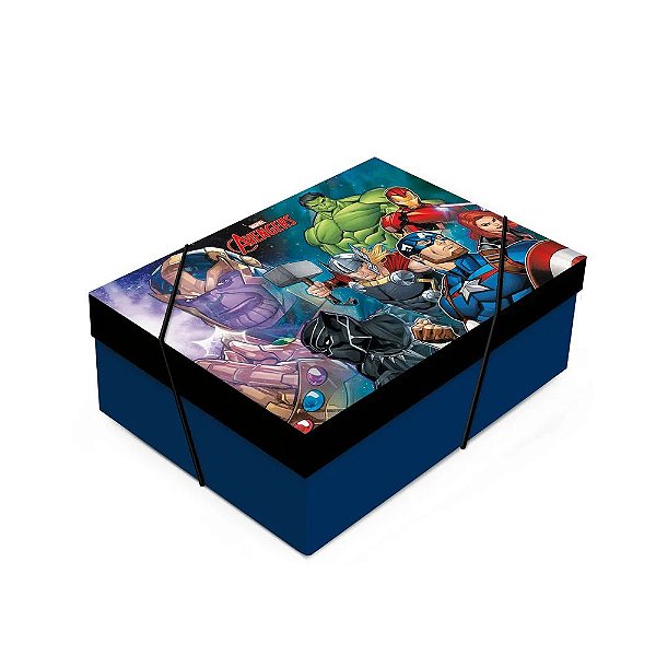 Caixa Retangular com Tampa Avengers Ultimato M 35x25x11cm - 10 Un