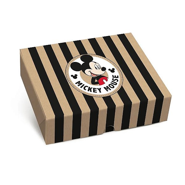Caixa Retangular Tampa Fundo New Mickey Kraft Color G 30x24x6cm - 10 Un