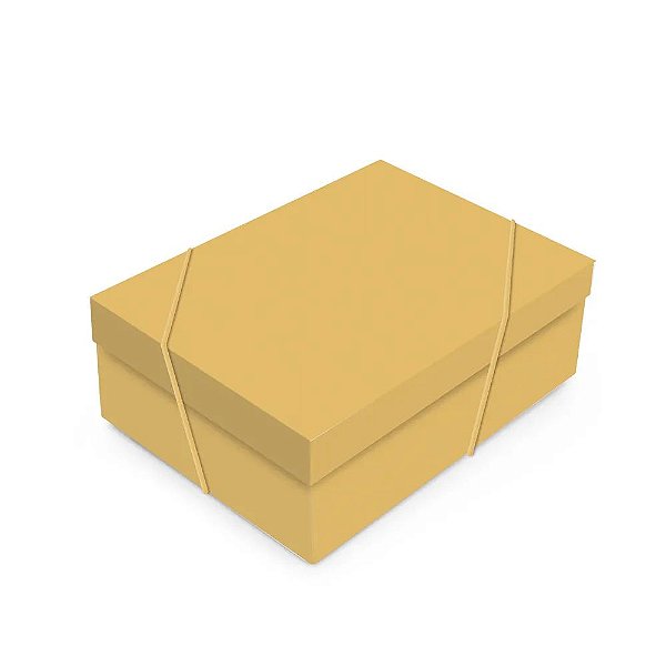Caixa Retangular com Tampa Butter Yellow P 24x18x8cm - 10 Un