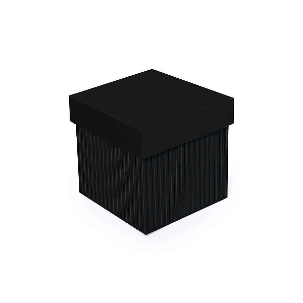 Caixa Cubo com Relevo Preto M 15x15x15cm - 10 Un
