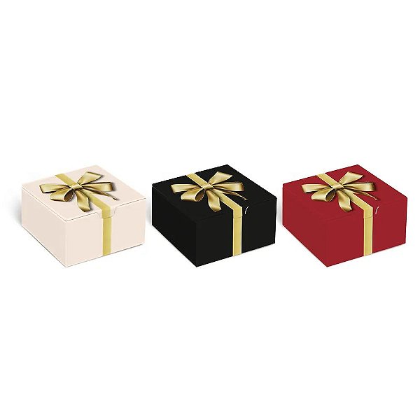 Caixa Diver Para 4 Brigadeiros Laços 8,5X8,5X3,5 - 100 Un