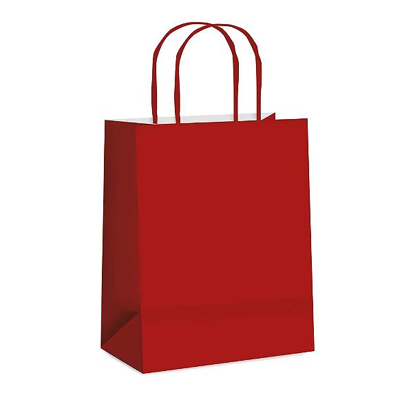 Sacola de Papel Vermelho Rosa Colombiana M 26x19,5x9,5cm - 10 Un