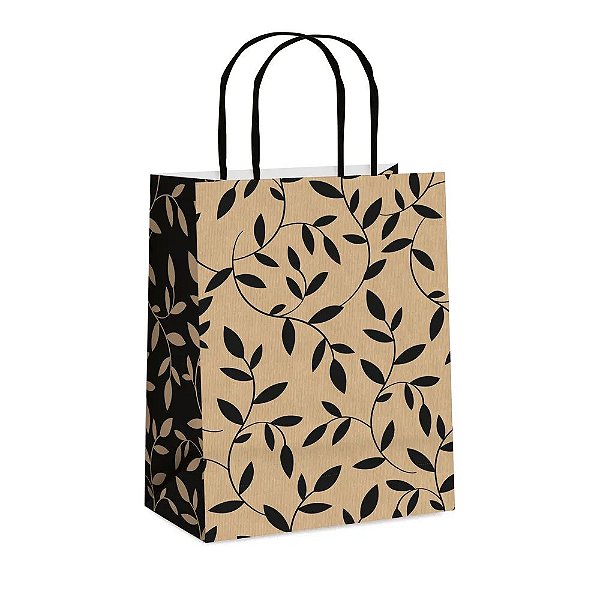 Sacola de Papel Terrazzo Preto M 26x19,5x9,5cm - 10 Un