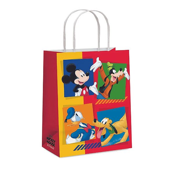 Sacola de Papel Mickey e Turma M 26x19,5x9,5cm - 10 Un