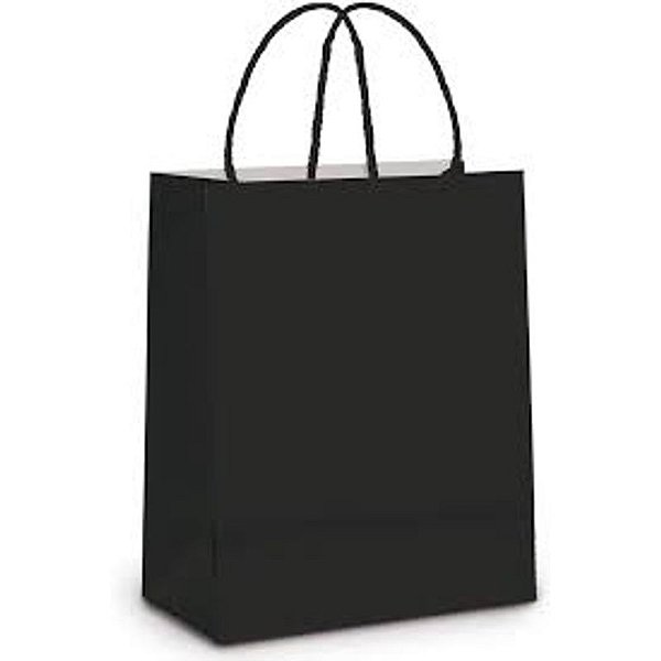 Sacola de Papel Laminado Metal Preto Fosco M 26x19,5x9,5cm - 10 Un
