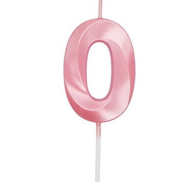 Vela Mini Design Rosa Candy Color Número 0 - 1 Un