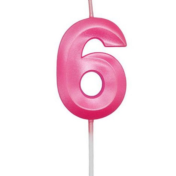 Vela Mini Design Rosa - Número 6 - 1 Un