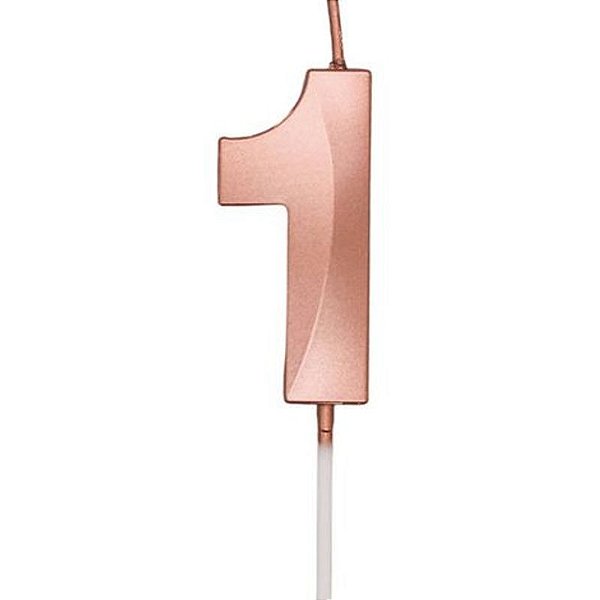 Vela Mini Design Rose Gold - Número 1 - 1 Un
