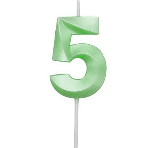 Vela Mini Design Verde Candy Color - Número 5 - 1 Un