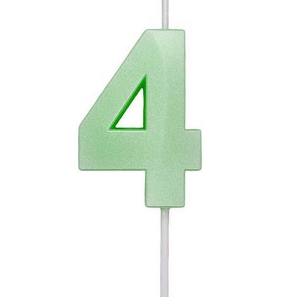 Vela Mini Design Verde Candy Color - Número 4 - 1 Un