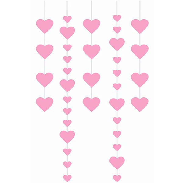Kit Cortina Corações Rosa - 5 un