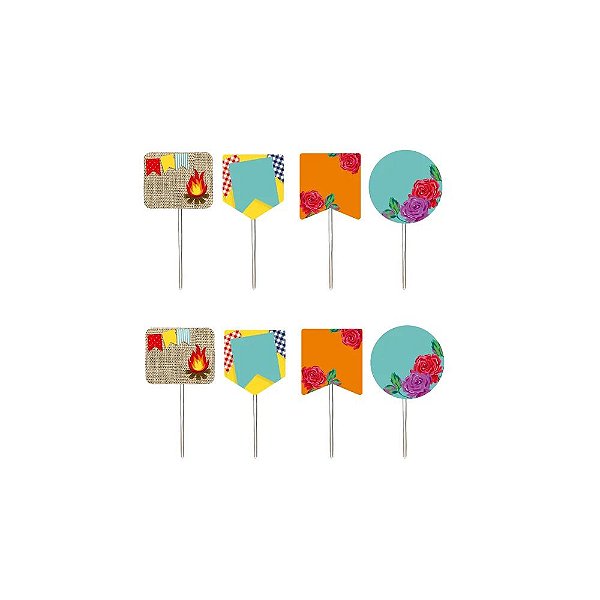 Bandeirinhas Junina Plaquinhas para Personalização - 8 Un