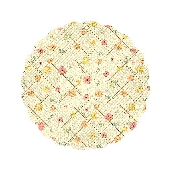 Folha Poli Redondo Jardim do Amor Amarelo 48cm - 50 Un