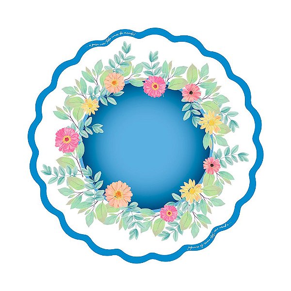 Folha Poli Redondo Jardim do Amor Azul 68cm - 50 Un