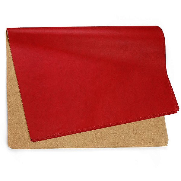 Papel Kraft Vermelho/Ouro 59x80cm - 50 Un