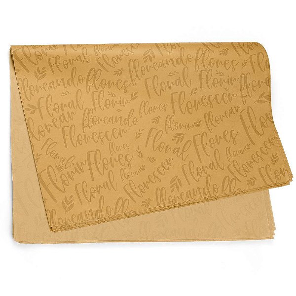 Papel Seda Estampada Florir Dourada 49x69cm - 50 Un