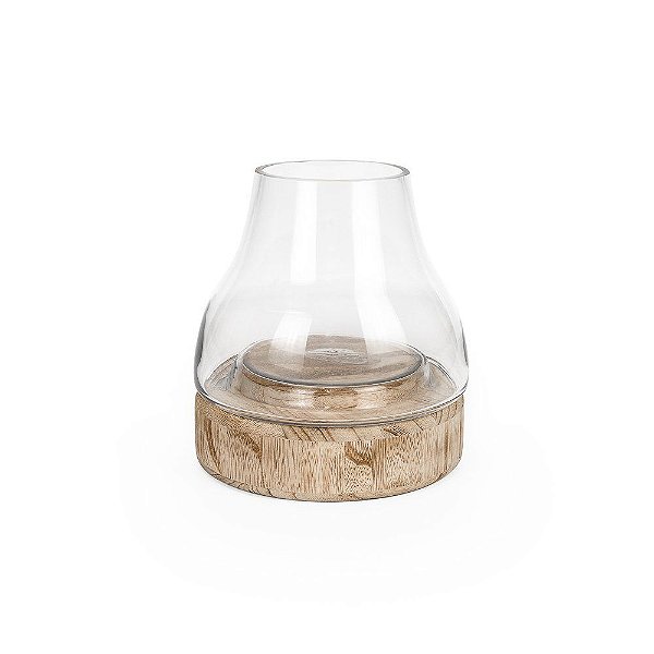 Terrário Gota com Base Madeira Silésia M 22x22x25cm - 1 Un