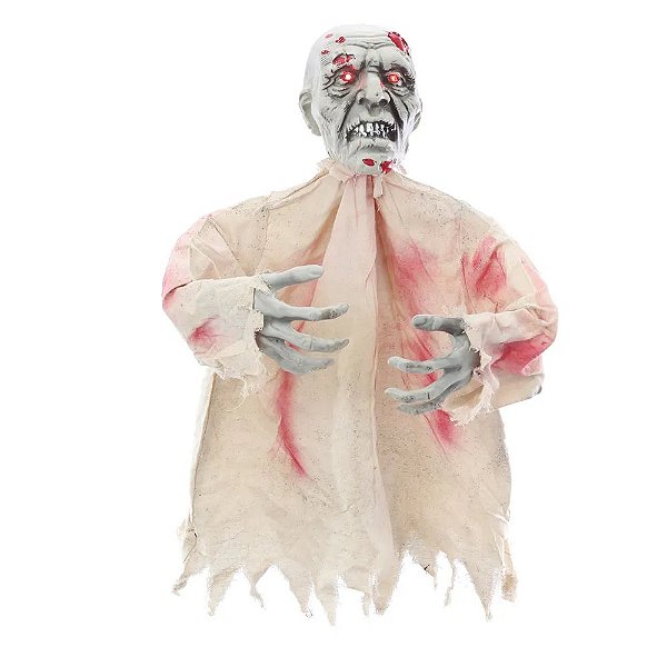 Zumbi Ensanguentado Com Som, Luz e Movimento 80cm - 1 Un
