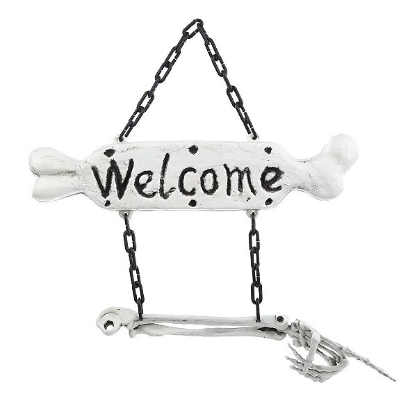 Placa Para Porta Welcome Branco Halloween - 1 Un