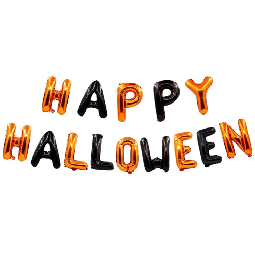Balão Metalizado Happy Halloween Canudo 40cm - Kit Com 14 Un