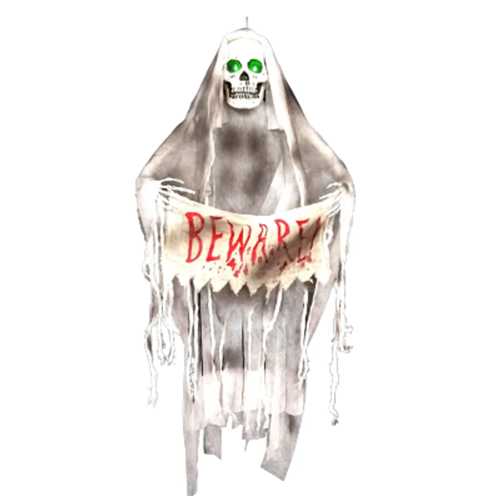 Caveira Fantasma Halloween Banner com Som e Luz 1,10 Metros - 1 Un
