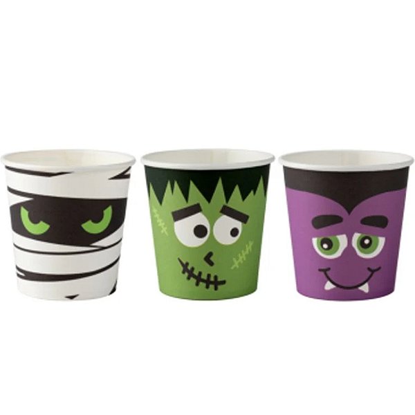 Copo Papel Halloween Monstrinho 210ml - 20 Un