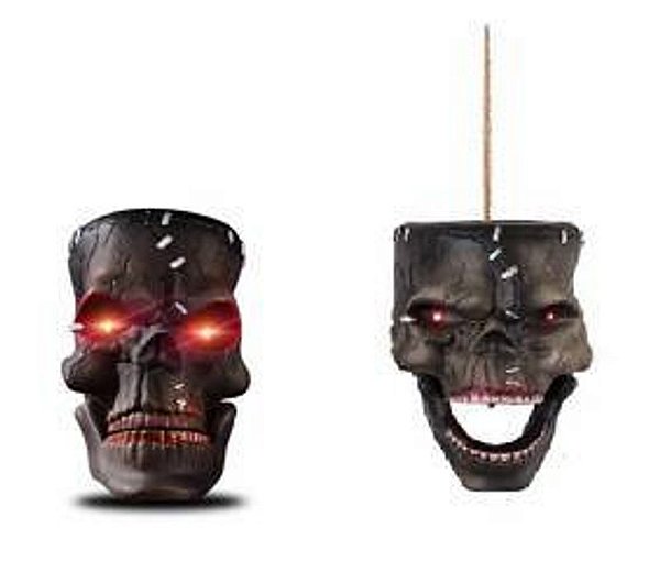 Crânio Caveira Com Som, Luz e Movimento Halloween 19cm - 1 Un