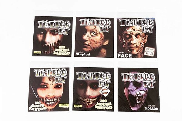 Tatuagem Adesiva Halloween Para Boca Sortido 19x23cm - 1 Un