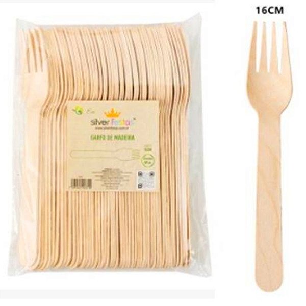 Talher Madeira Natural Garfo 16cm - 50 Un