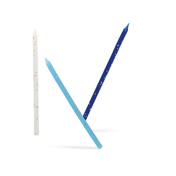 Velas Palito 12,5 cm Puro Glitter Azul - 12 Un