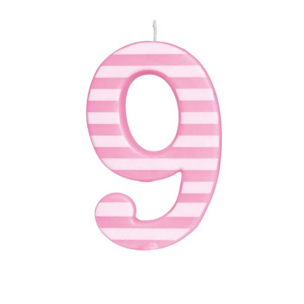 Vela Grande N°9 Listras Rosa/Branco