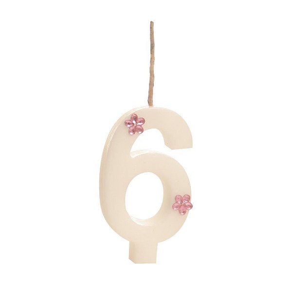 Vela Nº6 Especial Branco/Pink