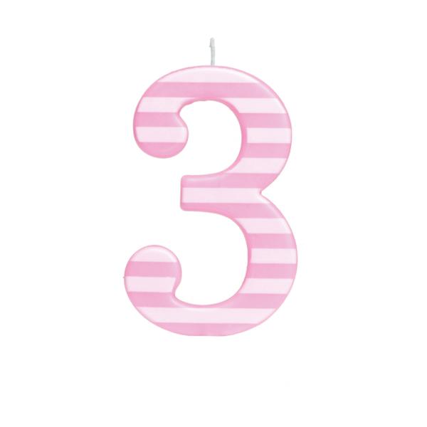 Vela Grande N°3 Listras Rosa/Branco