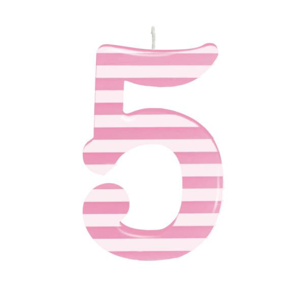 Vela Grande N°5 Listras Rosa/Branco