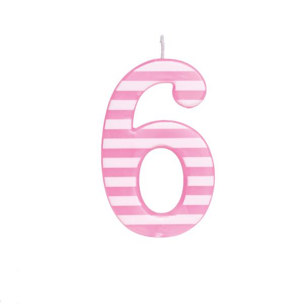Vela Grande N°6 Listras Rosa/Branco