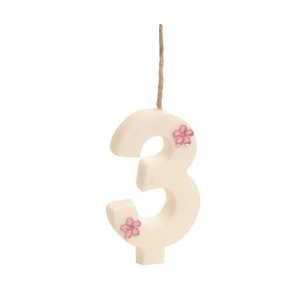 Vela Nº3 Especial Branco/Pink