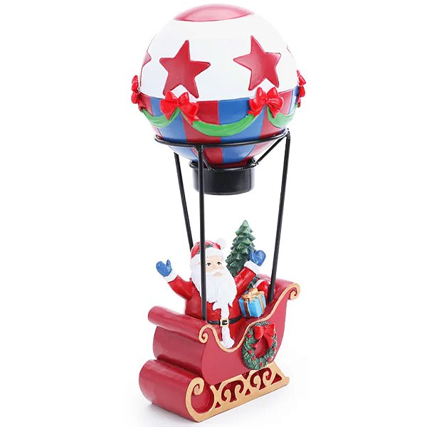 Decoração em Resina Trenó Decorativo com Papai Noel 26cm - 1 Un