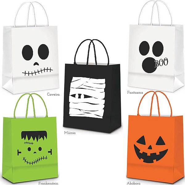 Sacolinha de Papel Surpresa Personagens Halloween 21,5x15cm - 5 Un