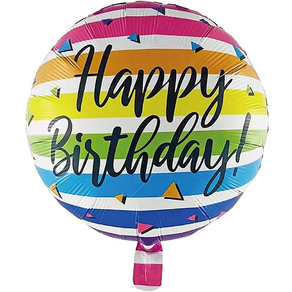 Balão Metalizado Redondo Happy Birthday 18" Colorido - 1 Un