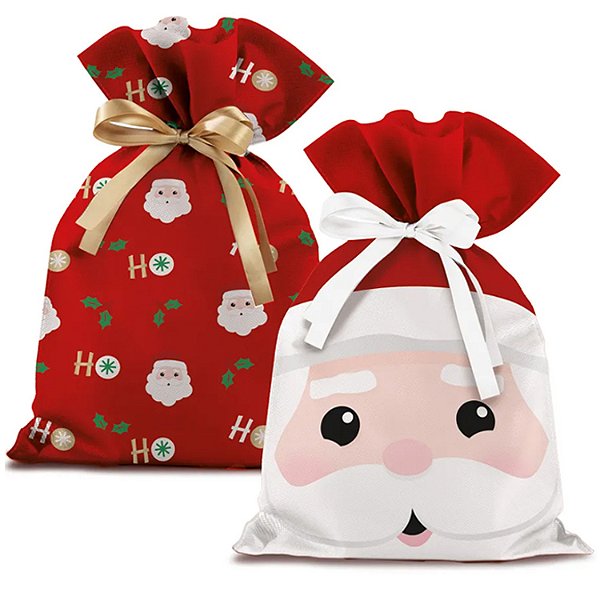 Saco de TNT com Laço 30x45cm Natal Fun Composê - 8 Un