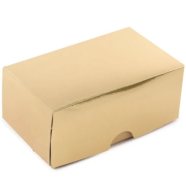 Mini Caixa Retangular Tampa Fundo Laminada M Ouro - 10 Un