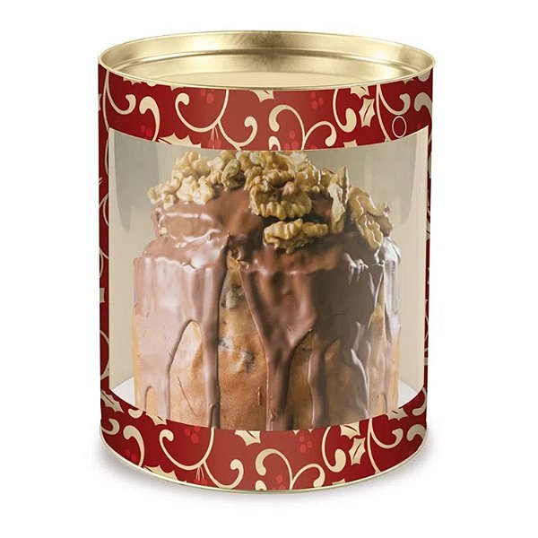 Lata Para Panetone com Visor 11x9,1cm Azevinho - 32 Un