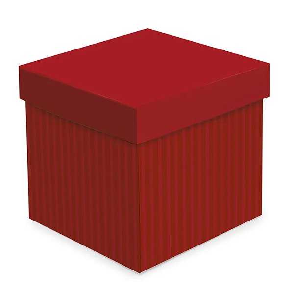 Caixa Cubo com Relevo M 15cm Vermelho - 10 Un